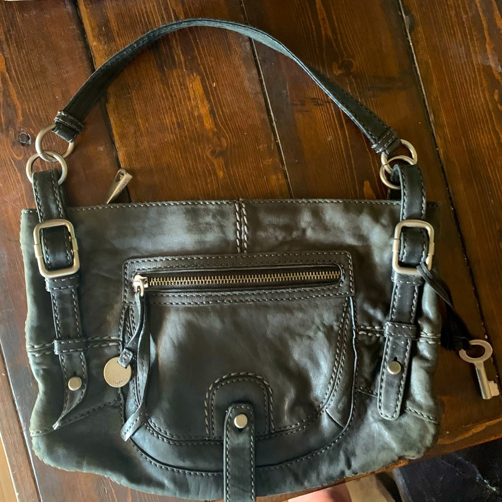 Gray fossil purse